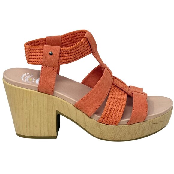 Dr. Scholls Blossom Orange Strappy Sandal Faux Wood Block Heel Womens Size‎ 10M - Picture 6 of 10